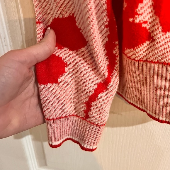 FINAL PRICE Tyler Boe Lily Pad Floral Knit Top, Flame Sweater - Picture 5 of 11